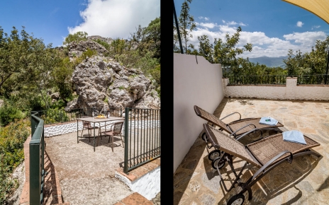 Outdoor dining and sunbathing